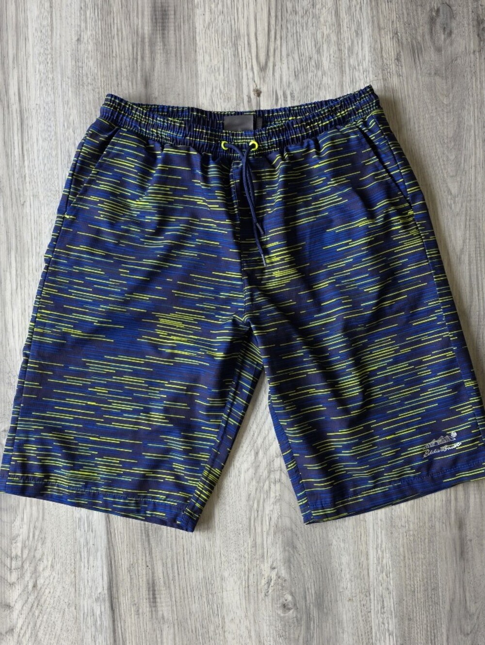 Eddie Bauer Boys Swim Trunks XL 18/20 Blue Green Mesh Lined Board Shorts